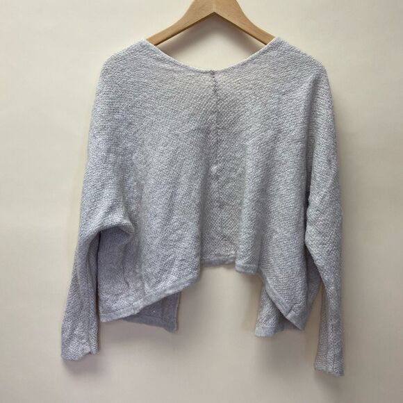 Unbranded Gray Long Sleeve Cropped Cardigan Sweater Knitted Open Front Wool - Picture 5 of 7